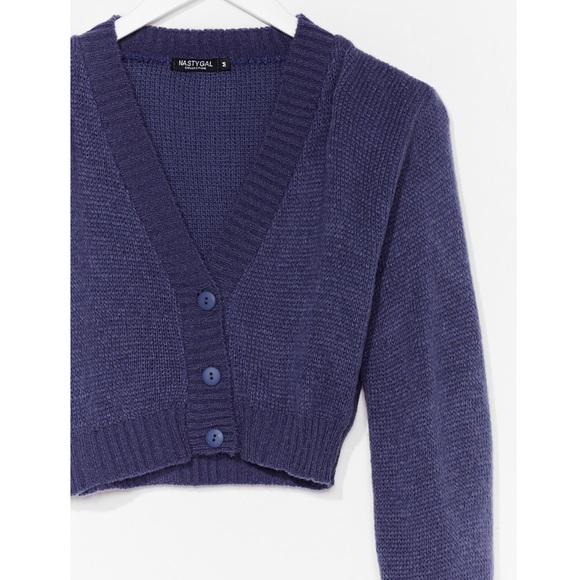 SOLD!! NWT Knitted V Neck Cropped Cardigan (Denim-Blue) - Picture 2 of 5